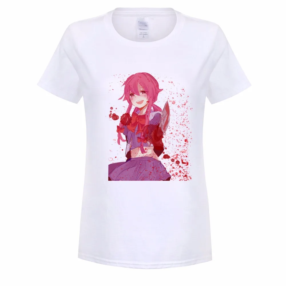 

New Anime Future Diary T Shirt Girl Women Tops Short Sleeve Cotton Gasai Yuno Cosplay Woman T-shirts Female Tshirt