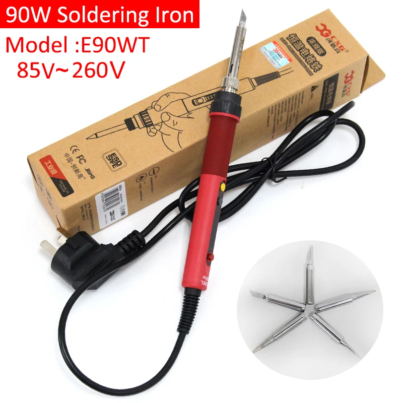 

AC85-260V 90W Electrical Soldering Iron Rework Welding Gun Tool Adjustable Temperature Soldering Station 5 PCS Solder Tip Gifts