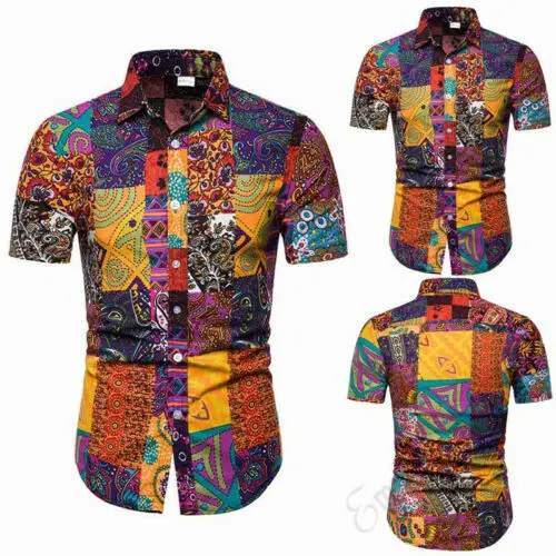 

Stylish Hot Sale Men Floral Print Short Sleeve Turn-down Collar Shirts Gentlemen Summer Daily Casual Comfortable Clothing M-5XL