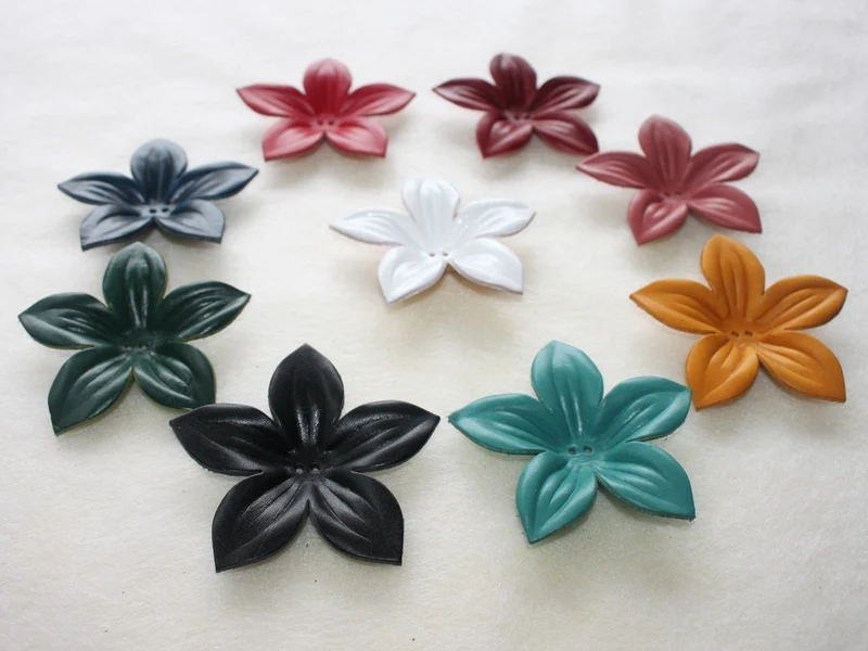 DIY 꽃 제작용 가죽 꽃잎, 5 잎 장식, 고품질, 단색, 8*8cm, 로트당 1 개