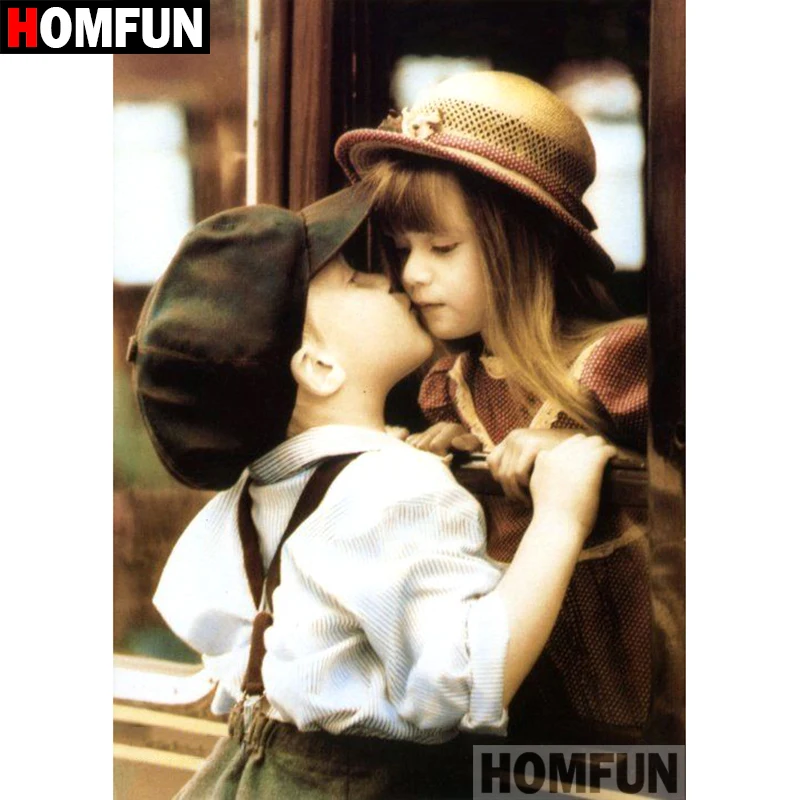 Алмазная 5D картина HOMFUN сделай сам полноразмерная/круглая вышивка Детская пара