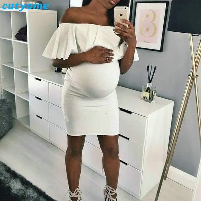 Pregnancy Women Dress Photography Props Maxi Clothes Maternity Off Shoulder Princess Nursing Dresses Shoot Plus Size Dress 