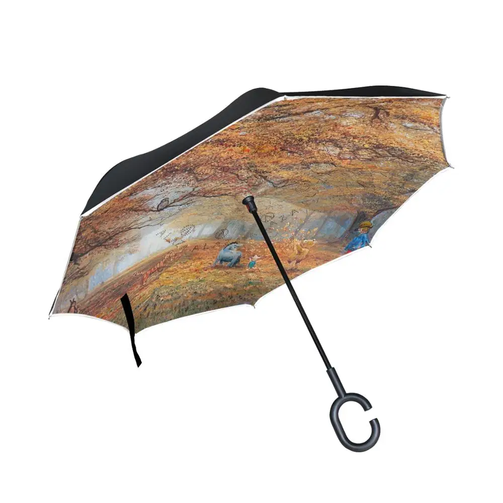 

Susino Double Layer Umbrella UV-Protection Inverted Umbrella With C-Shaped Handle Straight Umbrella Upside Down Manual Open