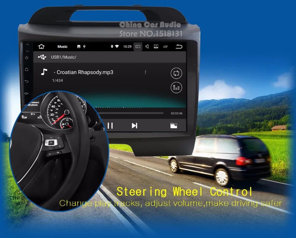 Perfect 9 inch 1024X600 4G WIFI 2GB RAM Android 7.1.2 Car DVD Player For Kia Sportage R 2010-2016 GPS Navigation Stereo Radio System 18