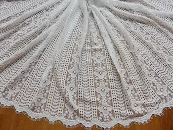 

3meters White Scalloped Eyelash Lace Trim with Flower petal For Wedding gown, Mantilla veil, Bridal bustier, Shawls, Garments