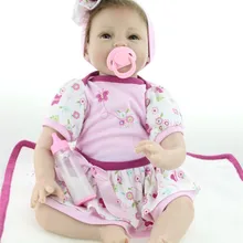 55 см 22 дюймов силикона Reborn Baby Doll игрушки с магнитом соску мохер корнями мягкие куклы Brinquedos Для девочек подарок