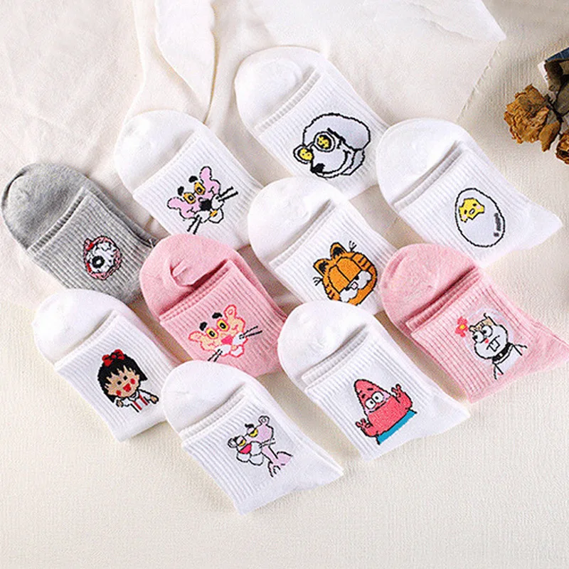 

1Pair Cartoon Cute Women Socks Kawaii Emoji Animals Pattern Cotton Casual Girls' Ankle Sox Harajuku Solid Female Socks