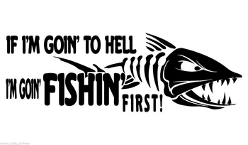 

New Big 30cm Funny Marine Fishing Boat Tackle Box Stickers HELL FISHING