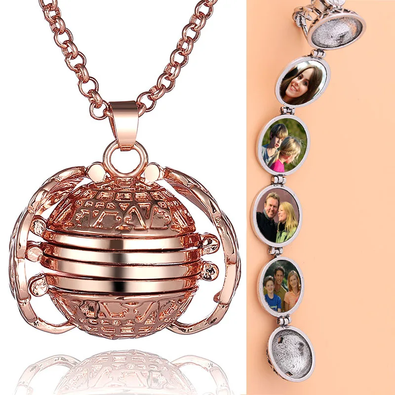 DIY Фото Подвеска для хранения розового золота 4 цвета ангел медальон с крыльями ожерелье простые Модные Женские Романтические Аксессуары Ювелирные изделия