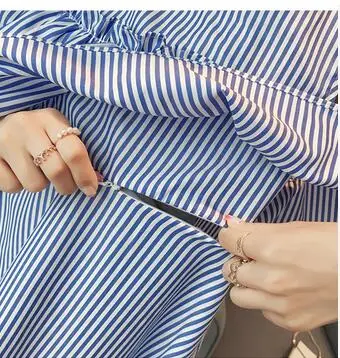 Летние полосатые послеродовые женские рубашки без плеч Длинные свободные кружевные рукава Хлопок Лен Послеродовая Женская кофточка для беременных