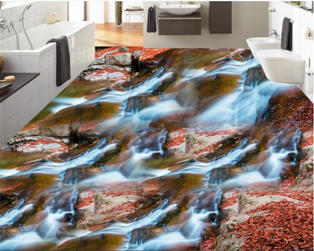 Beibehang Fashion Indah Wallpaper Creek 3d Lantai Air Aliran Gunung