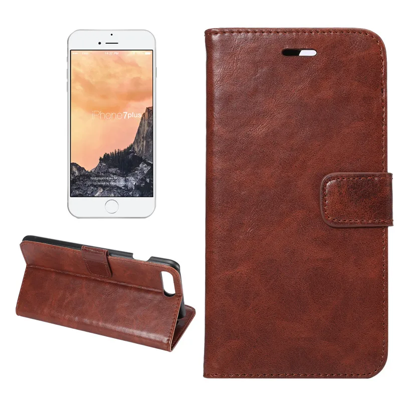 Light Brown Crazy Horse Leather Wallet Phone Case