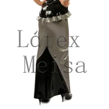 Повседневная Женская прямая латексная юбка ручной работы с угловой длиной в серебристом цвете