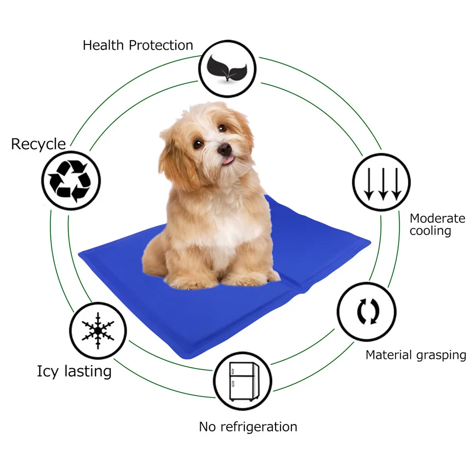 Коврик для отдыха собаки ПЭТ охлаждающая Подушка плюшевый матрас охлаждающий для домашних животных подстилка-кровать Лежанка для котиков Лето держать прохладу гель охлаждающий коврик для собак M L