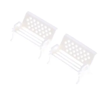 

2pcs Mini Resin Stool Chair Bench Withe Dolls House Miniature Garden Furniture Accessories Gift Craft Ornament For Home Decor