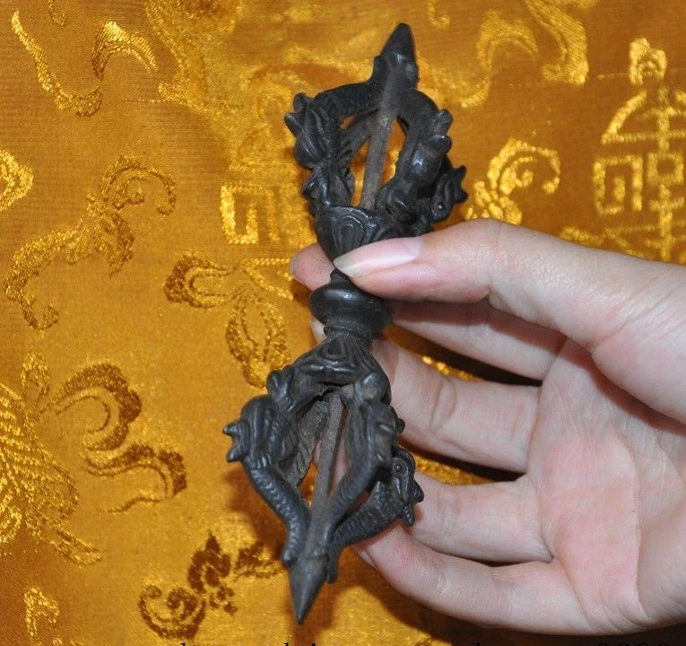 5 &quotСтарый тибетский буддизм Бронзовая голова дракона Phurpa Dorje Pestle Vajra FaQi|Статуи и