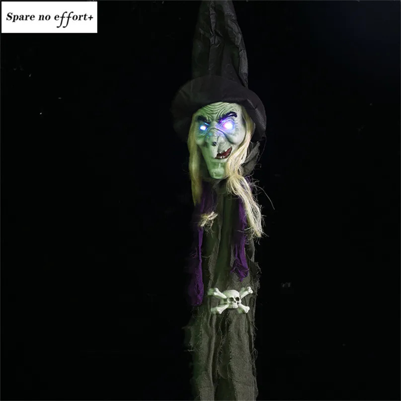 Halloween Horror Decoration House Hanging Black Witch Ornaments Halloween Creepy Prop Electric Haunted Doll Festival Witch Decor