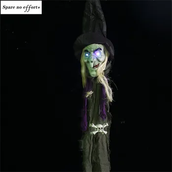 

Halloween Horror Decoration House Hanging Black Witch Ornaments Halloween Creepy Prop Electric Haunted Doll Festival Witch Decor