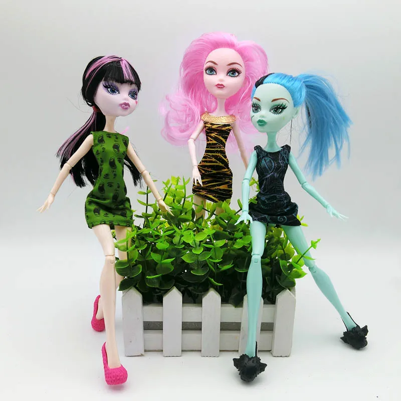 3 шт./лот, модная одежда для кукол Monster High, вечерние платья, летние короткие платья, цельнокроеные платья для куклы Monster High