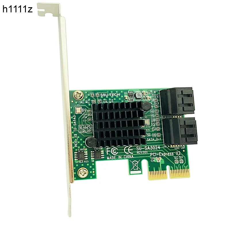 

PCI Express SATA Adapter Raiser PCI-E X2 Controller Card 4 Ports SATA III 3.0 6G Expansion Board with Heat Sink for Computer NEW