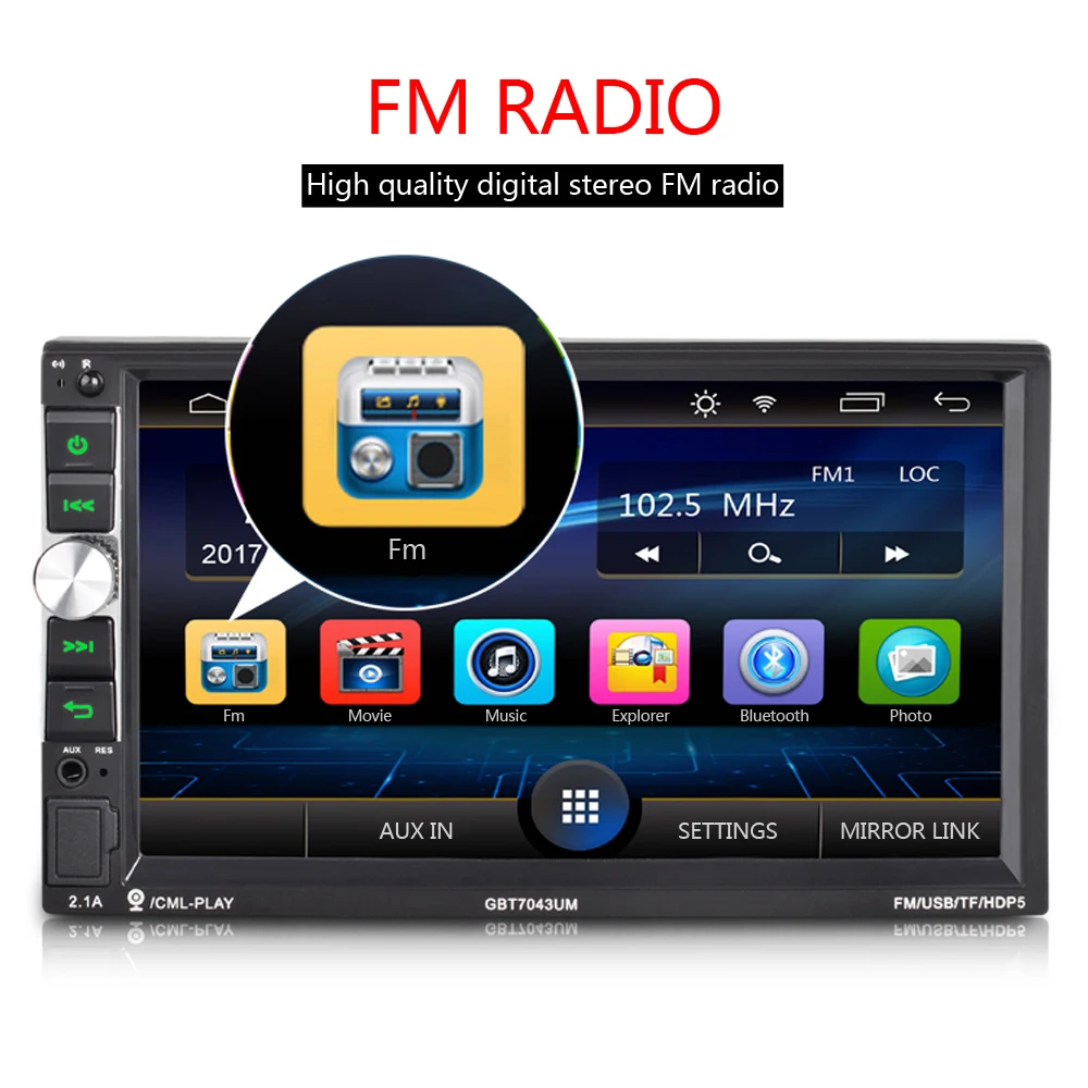 Автомобильный мультимедийный плеер Podofo 2 Din 7 '' стерео Bluetooth FM/MP5/USB/Bluetooth с