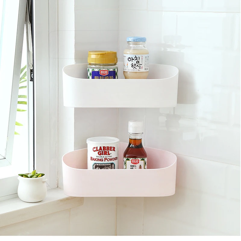 Bathroom Storage Rack Shower Shelf Plastic Home Decoration Free Punching Wall mount Organizer Kitchen Bathroom Accessories