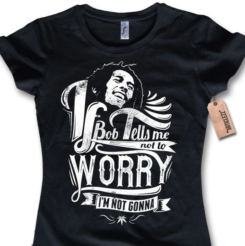 

Women'S Tee Ladies T Shirt Bobbi Vintage Jamaica Reggae Weed Bob Marley Black S M L Xl Women Brand Clothing
