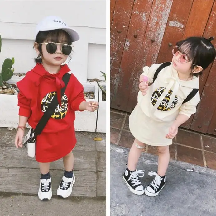 

2019 new girls 2 pcs set sweatshirt+ skirt fashion spring cotton girls suit 1-7t HI350