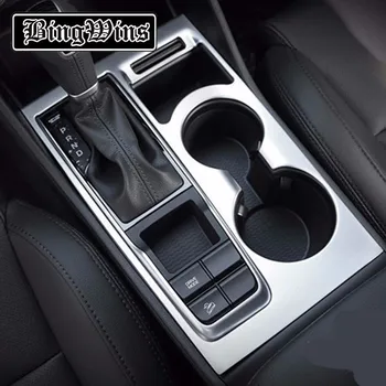 

Car-styling Gear Panel Stick Cover Decoration Trim For Hyundai Tucson 3th 2015 2016 Water Cup Holder ABS chrome Accessories