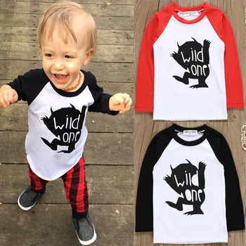 

Girls T-shirts Spring Autumn Wild One Boys T Shirt Cartoon Moster Long Sleeve Toddler Kids Baby T-shirt Tops Children Costume
