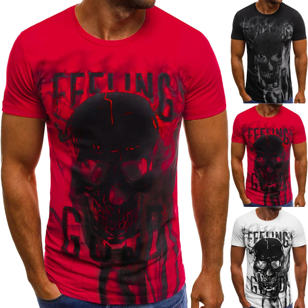 

Men tee shirt homme camiseta Skulls Printing Letters Tees Shirt Short Sleeve T Shirt high quality mens t shirts poleras hombre