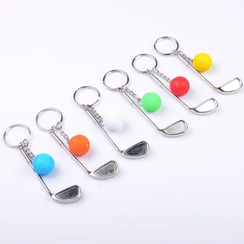 

New Hot Novelty Zinc Alloy Golf Keychains Golf Keychain Clubs Ring Key Fob Metal Ball Keyrings Sports key chain for Promotion