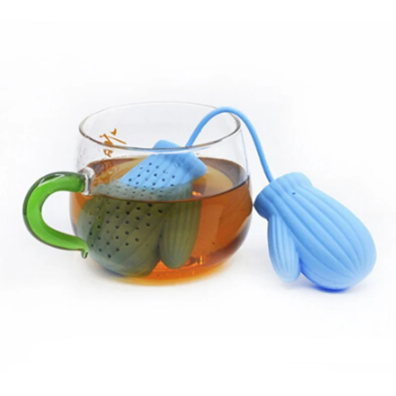 Силиконовый Фильтр-диффузор для чайных листьев, рождественские перчатки, ситечко для заварки чая, инструменты для чая