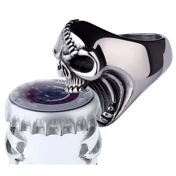 

DL Creative Stainless Steel Beer Openers Finger Ring Stainless steel punk skull ring J248