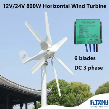 

FLTXNY Horizontal Axis 800W 12V24V AC 3 phase Wind Turbine Generator With Free PWM Charge Controller