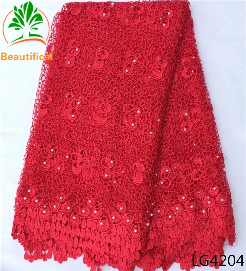 BEATIFICAL вышитый бисером нигерийский гипюр кружевной ткани для свадьбы Высокое