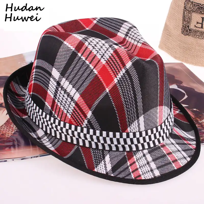 plaid fedora hats for men
