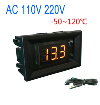 

AC 110v 220v LED -50C to 120C Digital LED Thermometer Temperature + Sensor Probe RED COLOR