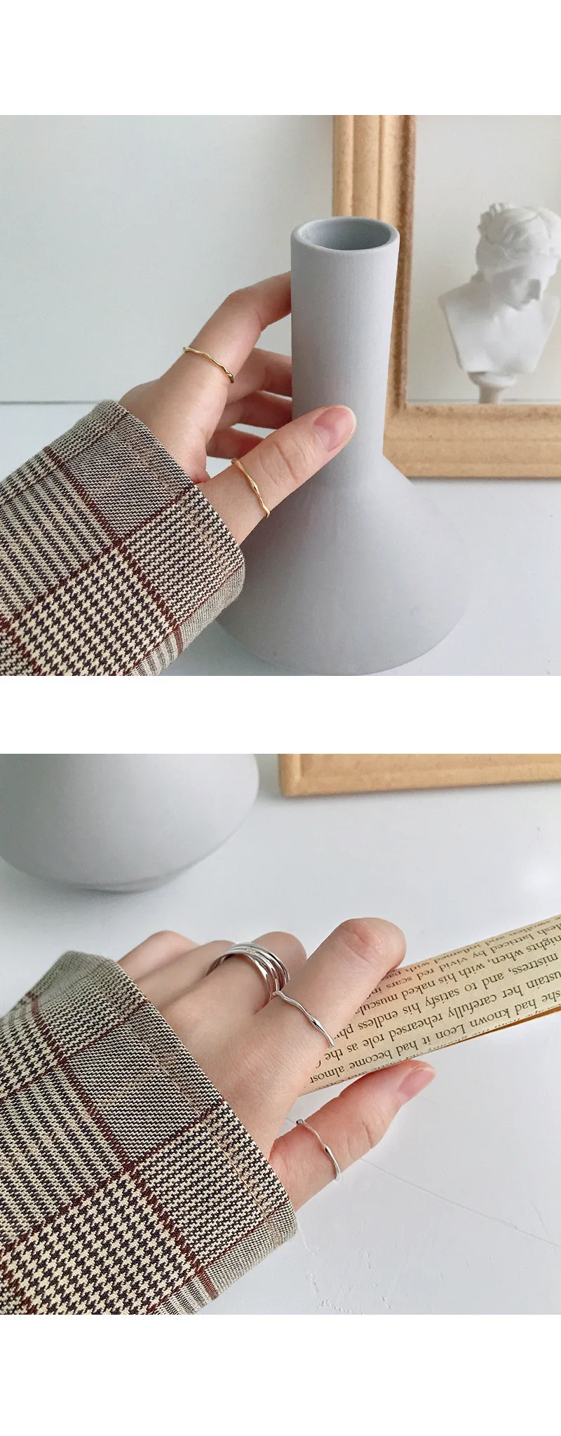 F.I.N.S необычное серебряное кольцо 925 тонкое Открытое кольцо с указательным пальцем японское корейское штабелируемое Серебряное Кольцо женское ювелирное изделие