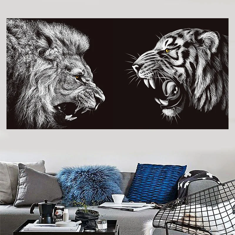 300*150 простота Черный и белый лев тигр леопард, декоративная ткань для гостиной оригинального дизайна Спальня подвесной, в технике макраме настенный Декор настенный гобелен