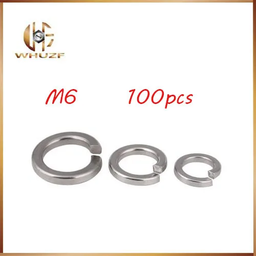 

100pcs/lot 304 Stainless Steel Washers M6 Spring Washer Split Lock Washers Gasket Cushion Pad Ring Metric Thread
