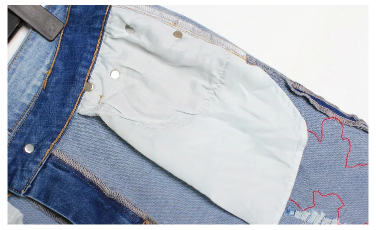Новые популярные модные джинсы женские Стрейчевые свободные джинсовые штаны с цветочной 3D вышивкой отбеливатель рваные брюки женские эластичные голубые джинсы брюки