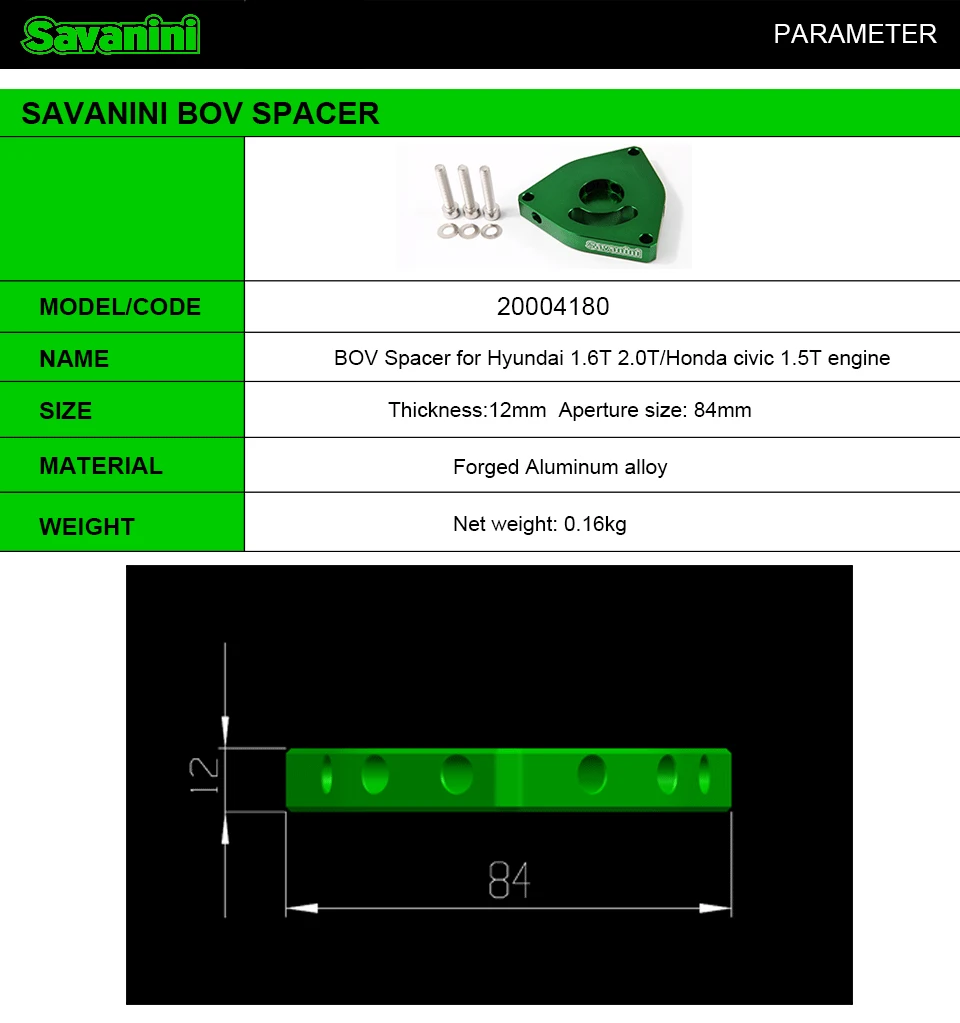 Savanini высокое качество BOV Spacer для hyundai Genesis Coupe и Kia 1,6 t 2,0 t и Honda civic 1,5 T двигатель! Алюминий сплав