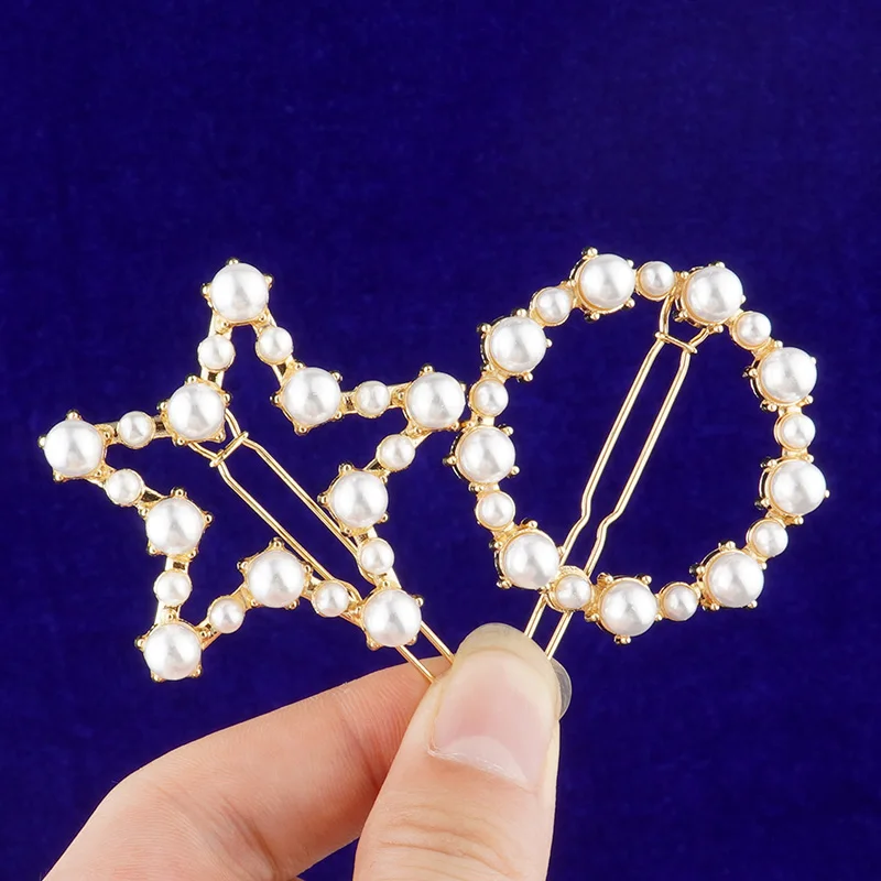 

1 PC New Fashion Women Girls Pearl Hair Pins Girls Star Heart Hair Clip Delicate HairPin Hair Decorations Jewelry Accessories
