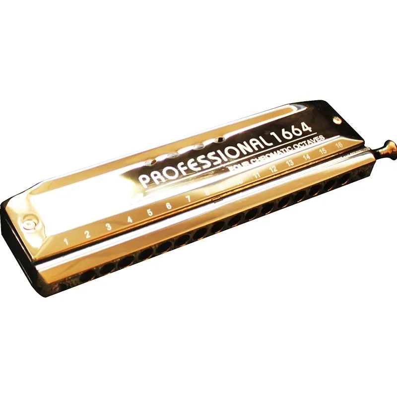 

Swan High-end Chromatic Harmonica 16 Holes 64 Tones Gold Laser Proceeded Woodwind Musical Instrument Swan Harmonica SW1664-3