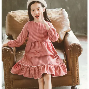 

new 2018 ruffles children autumn winter striped princess dresses girls cotton layered dress kids clothes teenagers dress toddler
