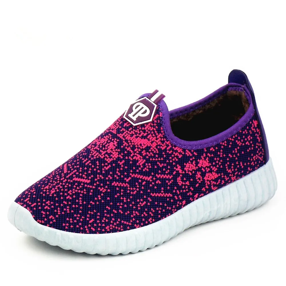 Winter women shoes flat heels soft casual graffiti girls shoes jogging shoes plus plush thickening
