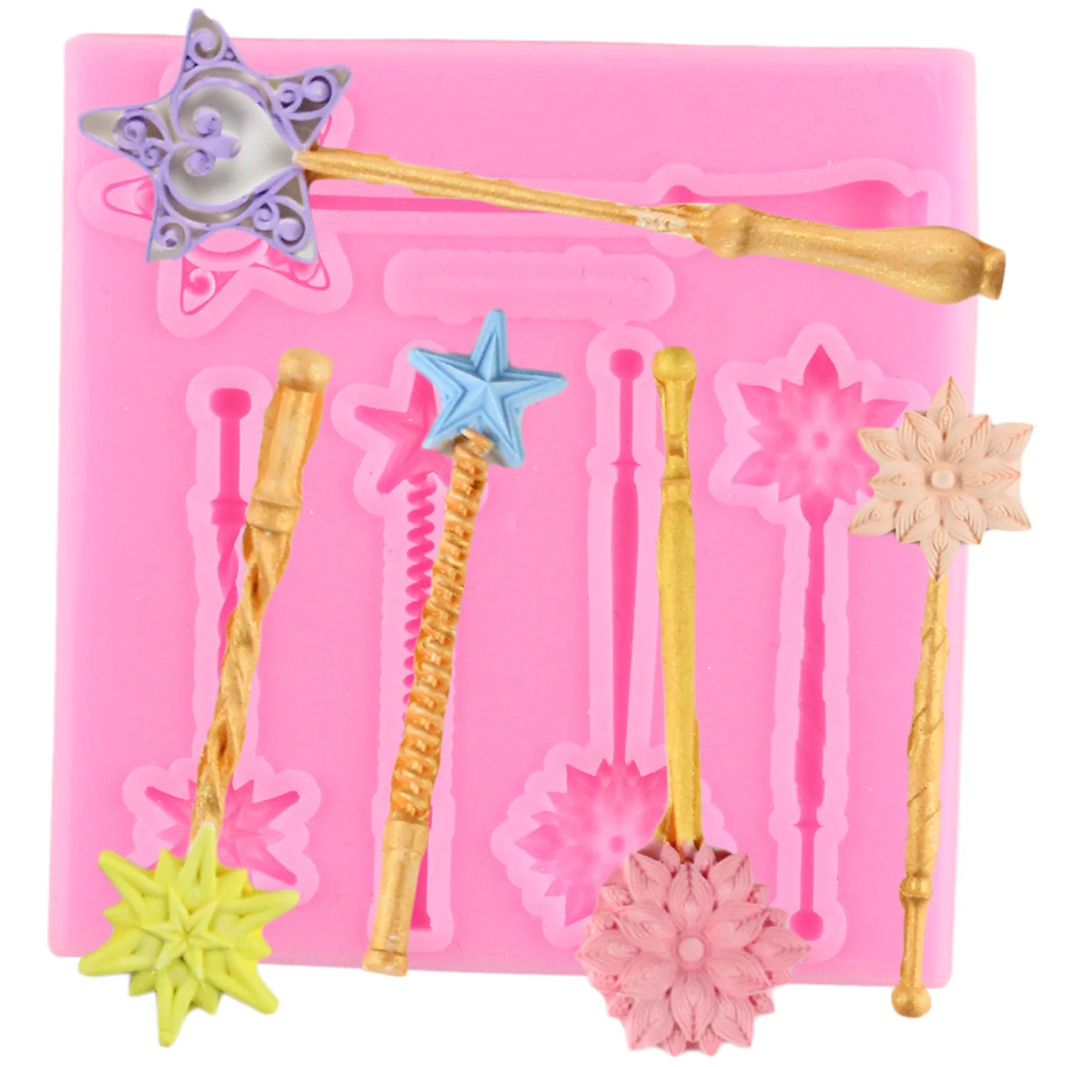

DIY Fairy Magic Wand Cake Silicone Molds Baby Birthday Fondant Cake Decorating Tools Chocolate Gumpaste Moulds