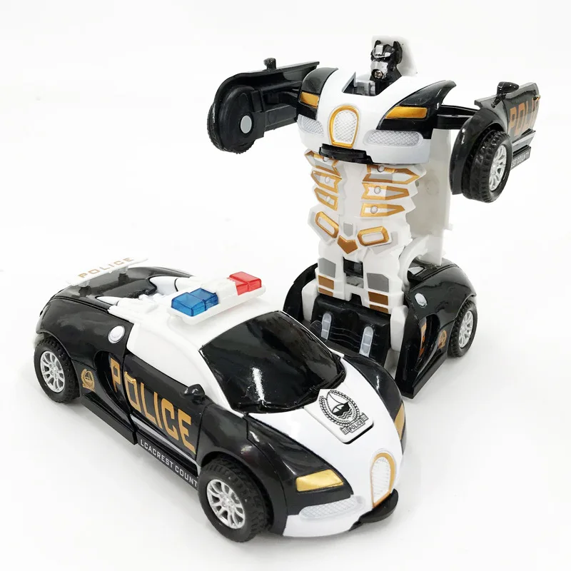 Полицейский Автомобиль отодвинутый в трансформацию деформационный Робот 2 в 1 Модель автомобиля игрушки для мальчиков подарок