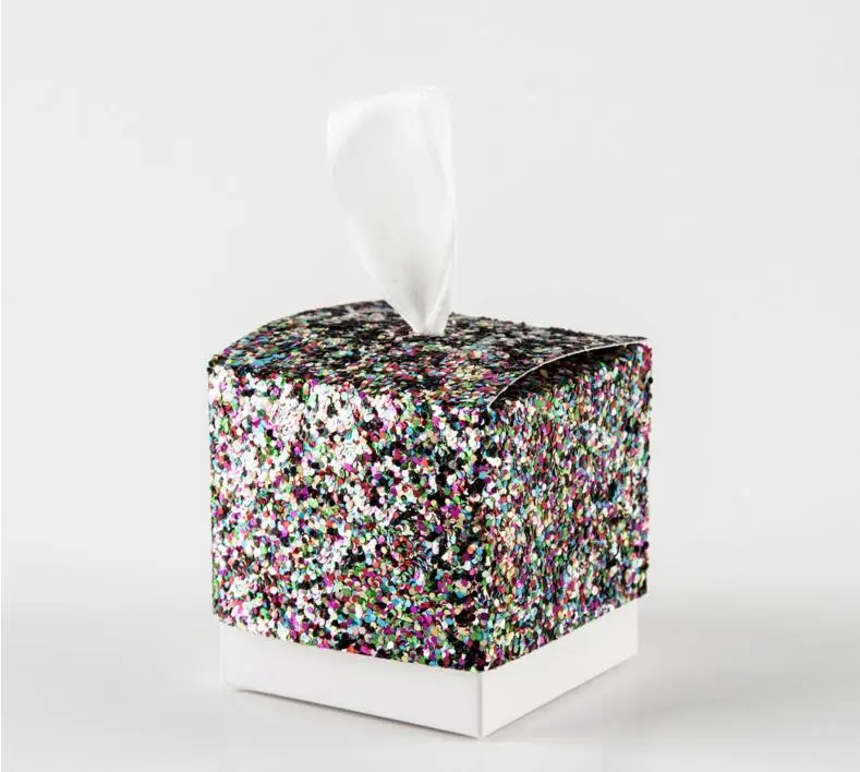 European Glitter Box Wedding Party Gift Favors Box Festive Party Wrapping Supplies Wedding Candy Box Gold Silver Glitter 2
